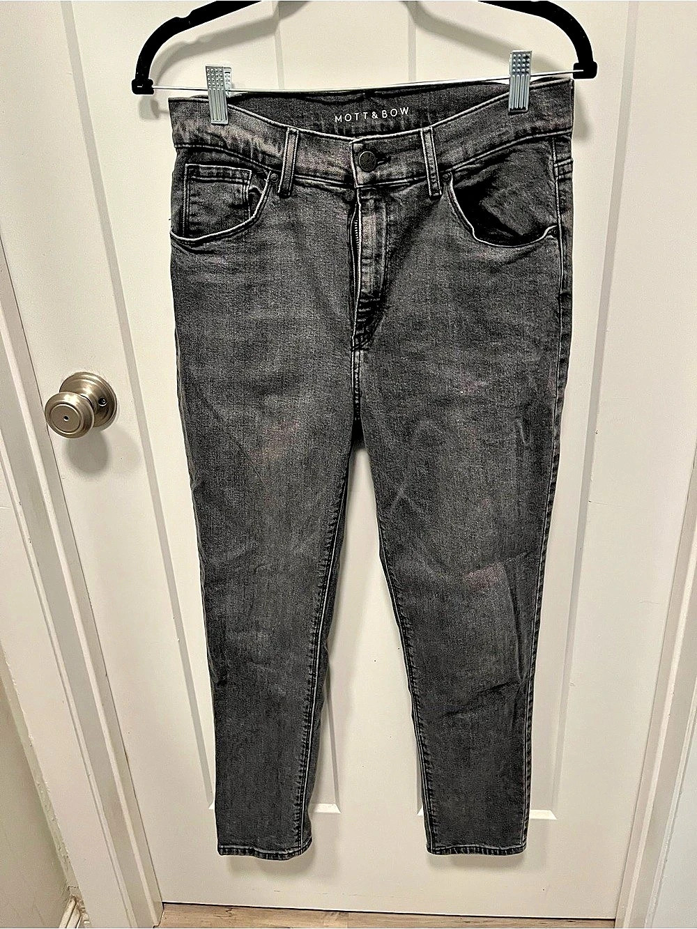 Mott & Bow Allen High Rise Slim Mom Jeans Gray Waist 29
